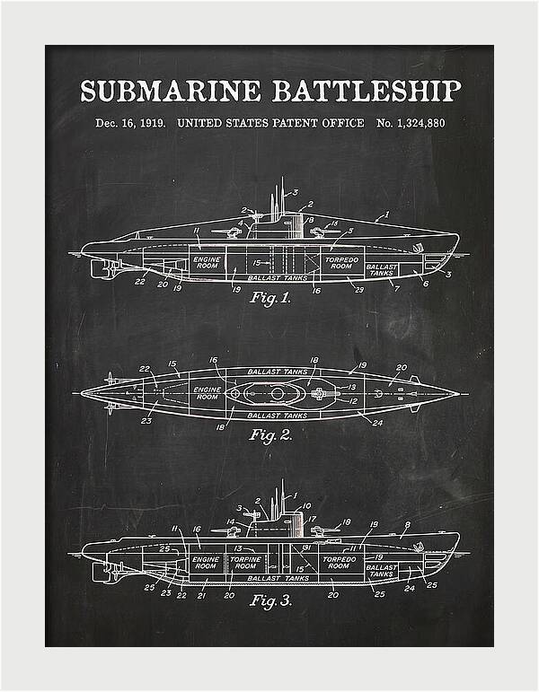 Submarine Battleship Chalkboard Patent Us1324880