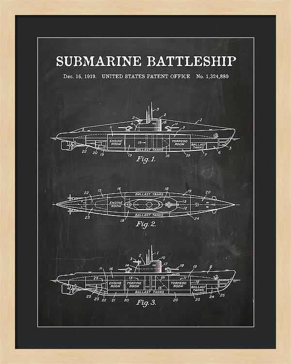 Submarine Battleship Chalkboard Patent Us1324880