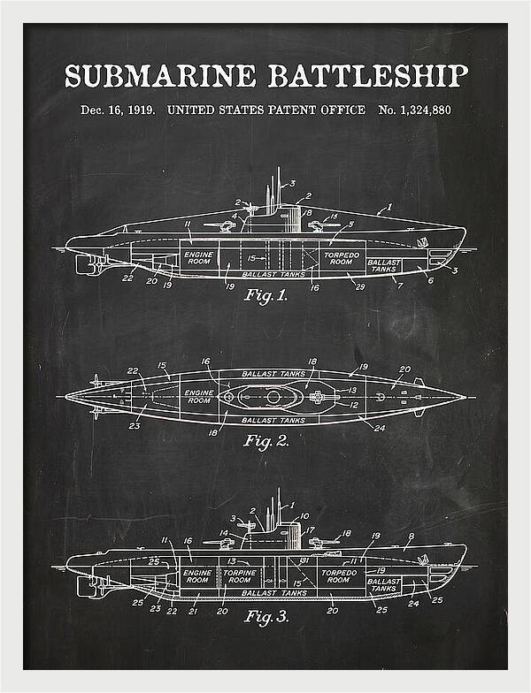 Submarine Battleship Chalkboard Patent Us1324880