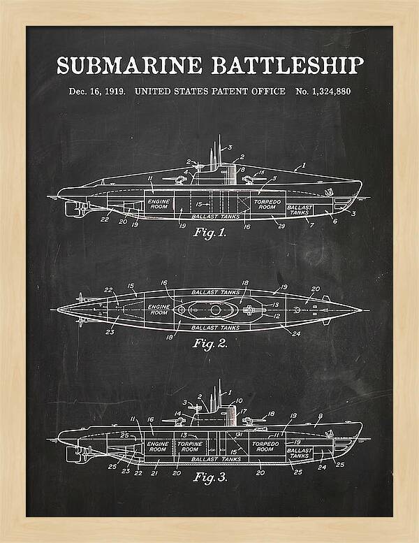 Submarine Battleship Chalkboard Patent Us1324880
