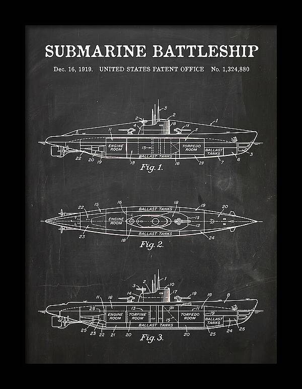 Submarine Battleship Chalkboard Patent Us1324880