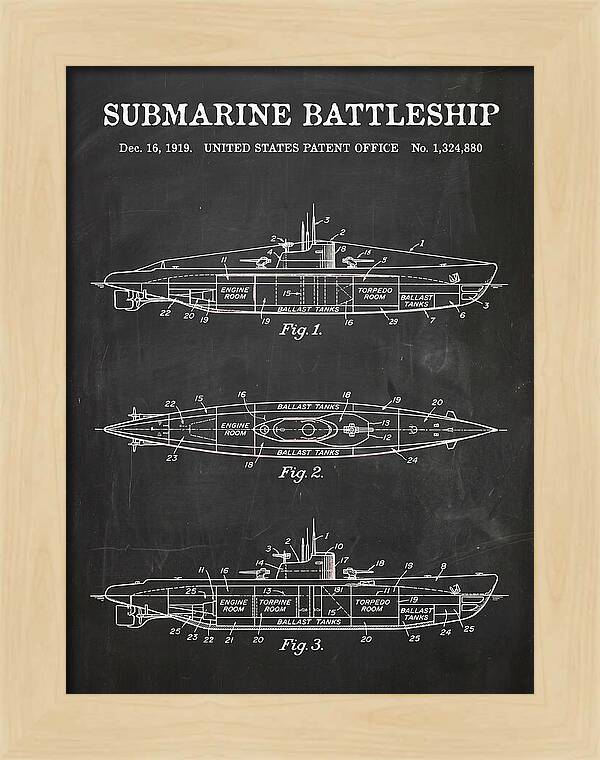 Submarine Battleship Chalkboard Patent Us1324880