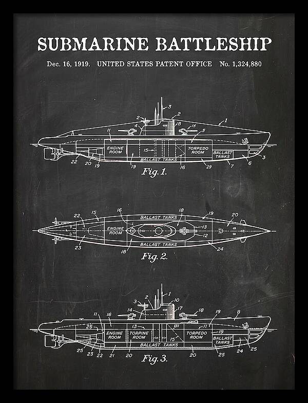 Submarine Battleship Chalkboard Patent Us1324880