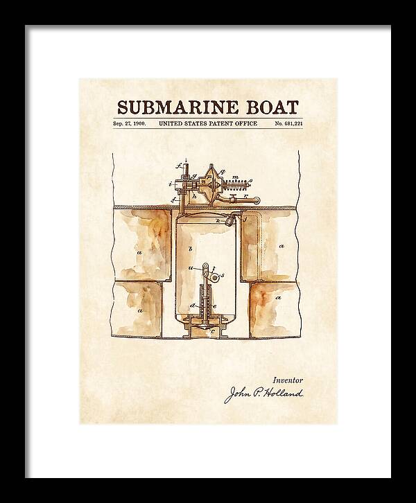 Submarine Boat Watercolor Patent Us681221