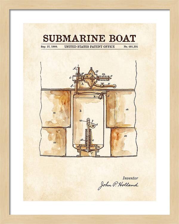 Submarine Boat Watercolor Patent Us681221