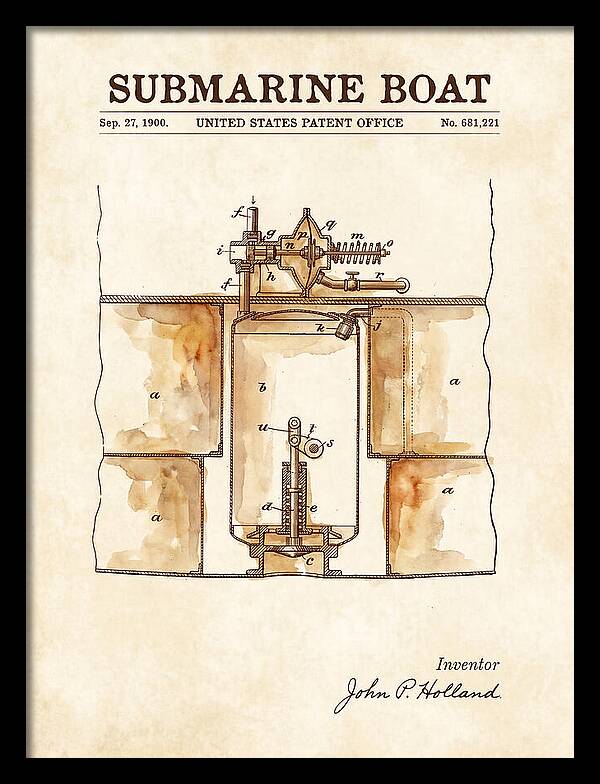 Submarine Boat Watercolor Patent Us681221