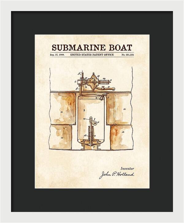 Submarine Boat Watercolor Patent Us681221