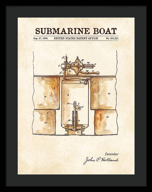 Submarine Boat Watercolor Patent Us681221
