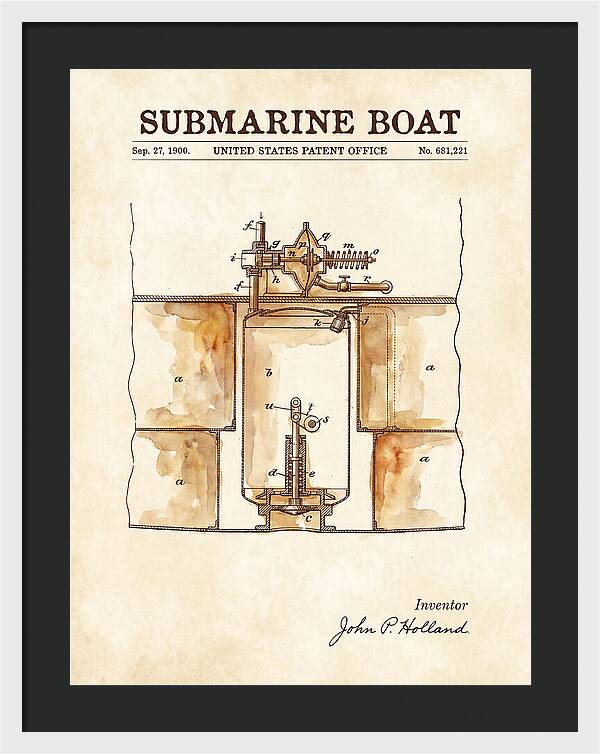 Submarine Boat Watercolor Patent Us681221