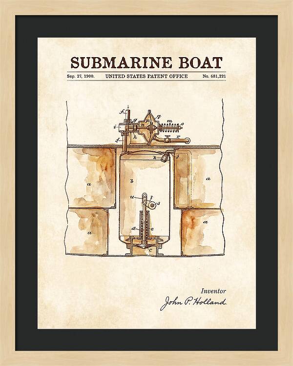Submarine Boat Watercolor Patent Us681221