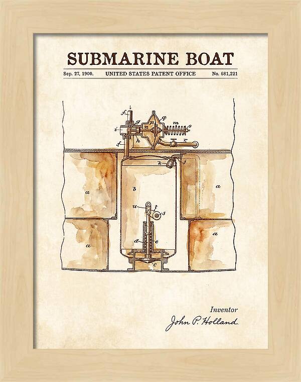 Submarine Boat Watercolor Patent Us681221