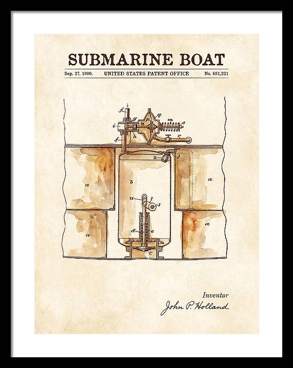 Submarine Boat Watercolor Patent Us681221