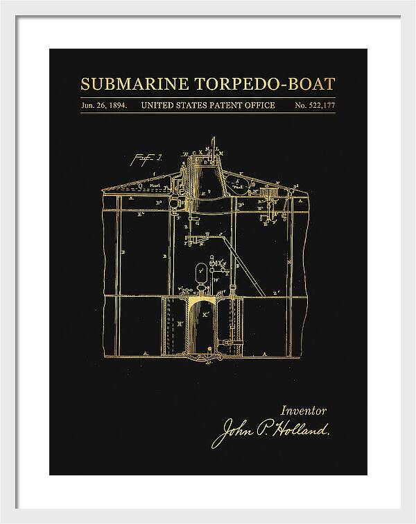 Submarine Torpedo Boat Gold Patent Us522177