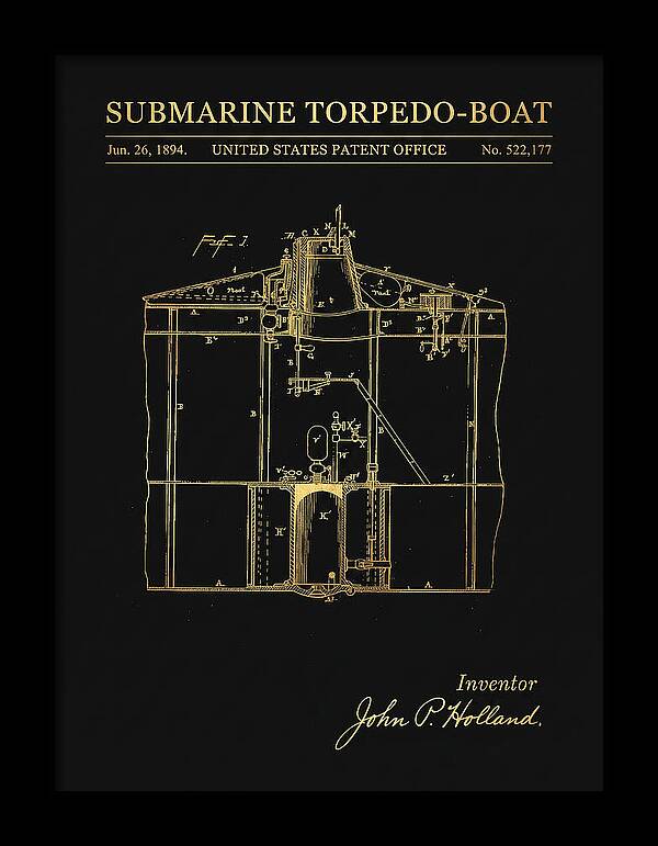 Submarine Torpedo Boat Gold Patent Us522177