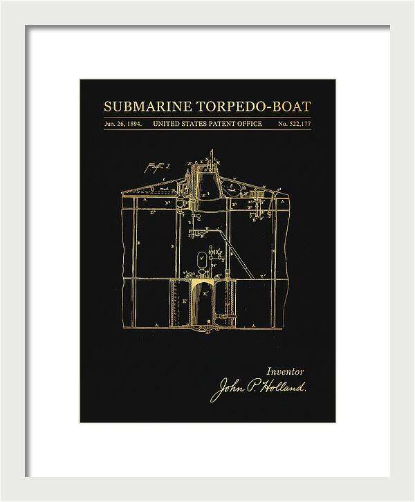 Submarine Torpedo Boat Gold Patent Us522177