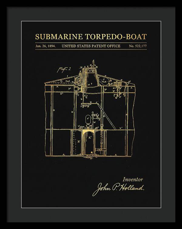Submarine Torpedo Boat Gold Patent Us522177