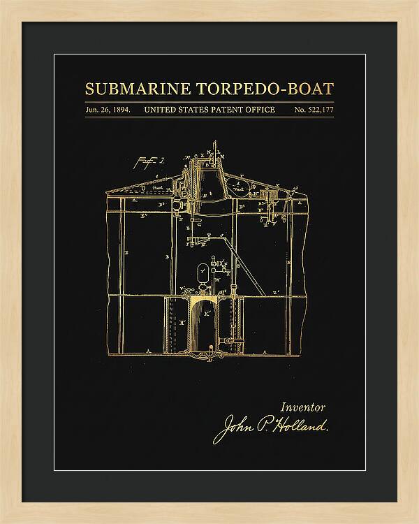 Submarine Torpedo Boat Gold Patent Us522177