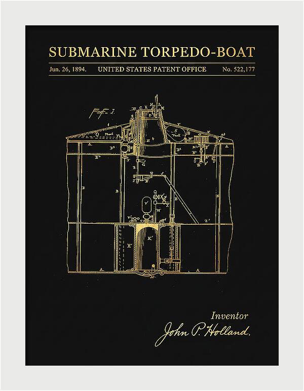 Submarine Torpedo Boat Gold Patent Us522177