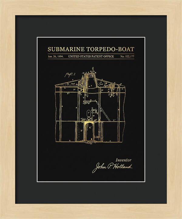 Submarine Torpedo Boat Gold Patent Us522177
