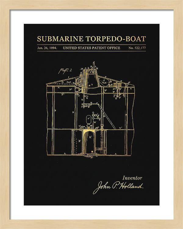 Submarine Torpedo Boat Gold Patent Us522177