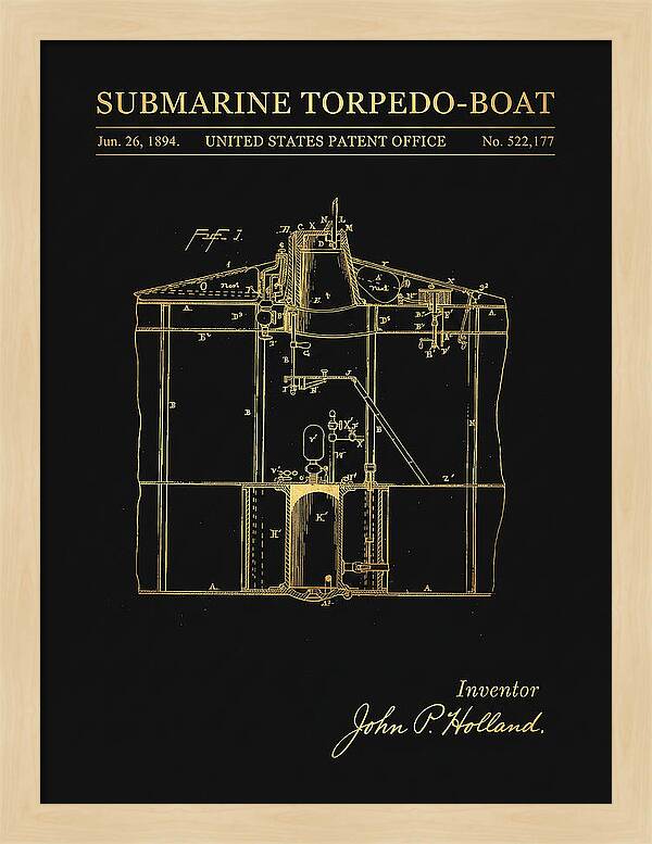 Submarine Torpedo Boat Gold Patent Us522177