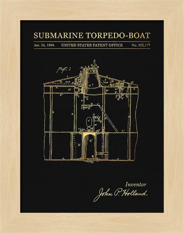 Submarine Torpedo Boat Gold Patent Us522177