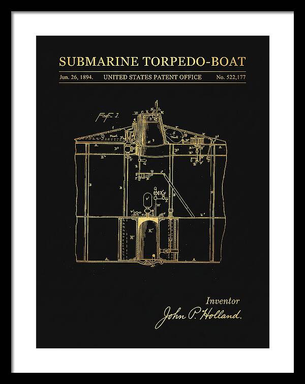Submarine Torpedo Boat Gold Patent Us522177