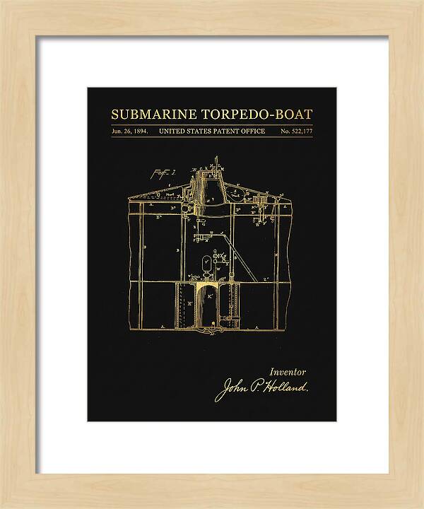 Submarine Torpedo Boat Gold Patent Us522177