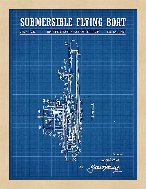 Submersible Flying Boat Blueprint Patent Us1421369