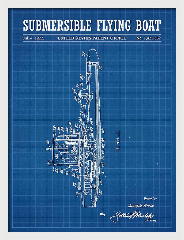 Submersible Flying Boat Blueprint Patent Us1421369