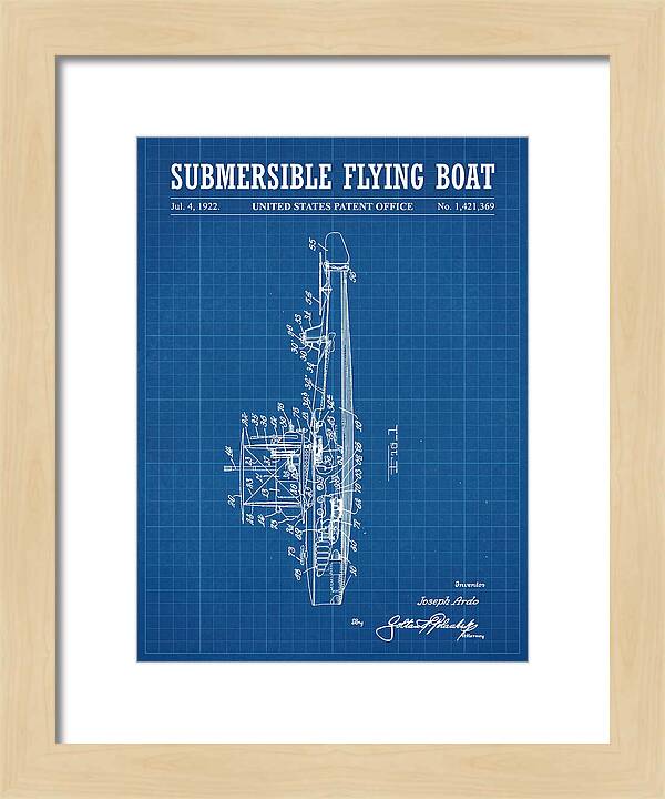 Submersible Flying Boat Blueprint Patent Us1421369