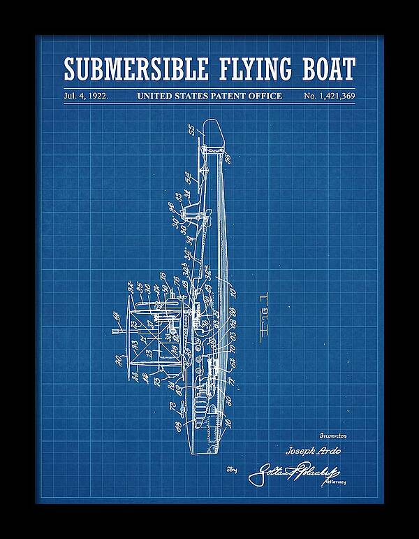 Submersible Flying Boat Blueprint Patent Us1421369
