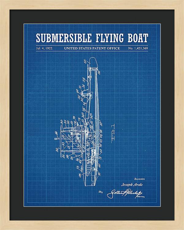 Submersible Flying Boat Blueprint Patent Us1421369