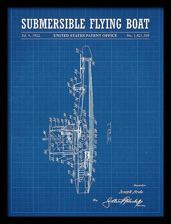 Submersible Flying Boat Blueprint Patent Us1421369