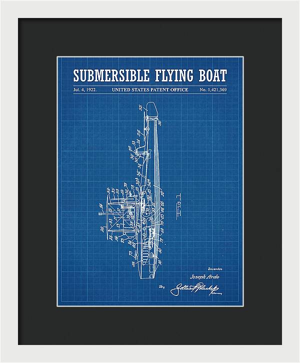 Submersible Flying Boat Blueprint Patent Us1421369