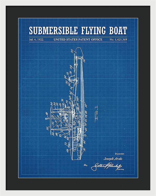 Submersible Flying Boat Blueprint Patent Us1421369