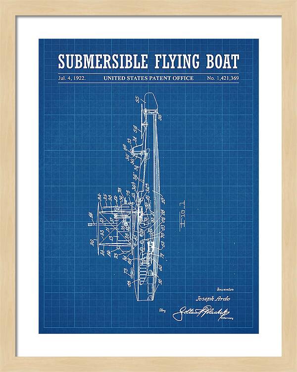 Submersible Flying Boat Blueprint Patent Us1421369
