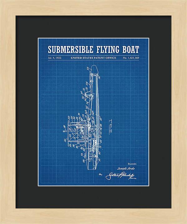Submersible Flying Boat Blueprint Patent Us1421369