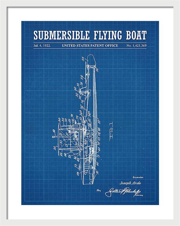 Submersible Flying Boat Blueprint Patent Us1421369
