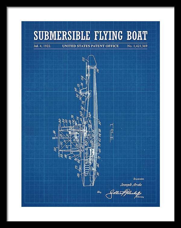 Submersible Flying Boat Blueprint Patent Us1421369