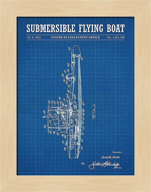 Submersible Flying Boat Blueprint Patent Us1421369