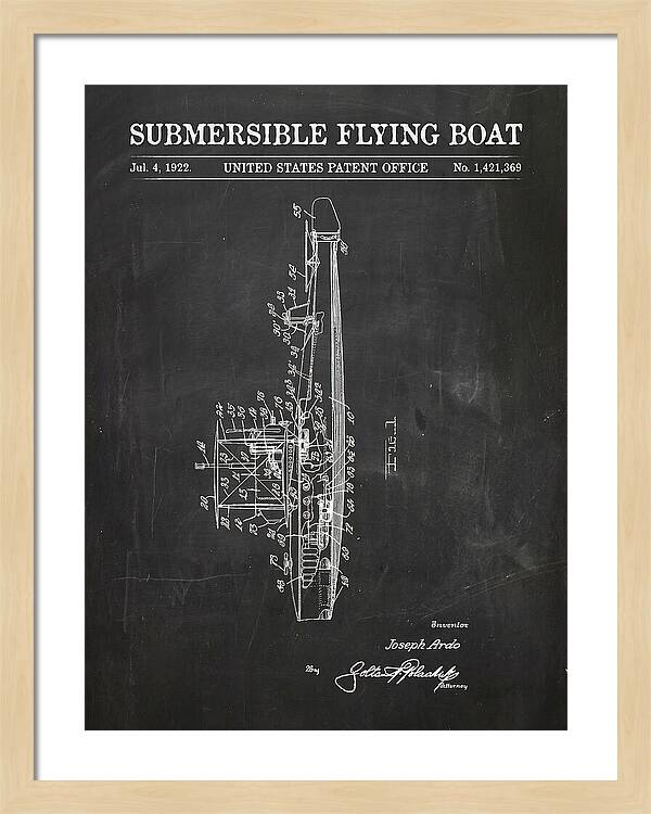 Submersible Flying Boat Chalkboard Patent Us1421369