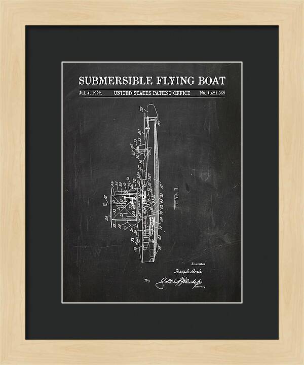 Submersible Flying Boat Chalkboard Patent Us1421369