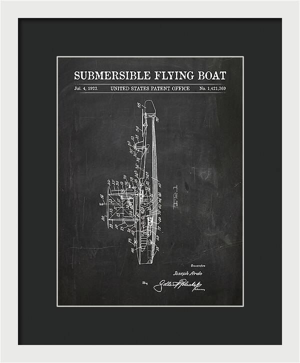 Submersible Flying Boat Chalkboard Patent Us1421369