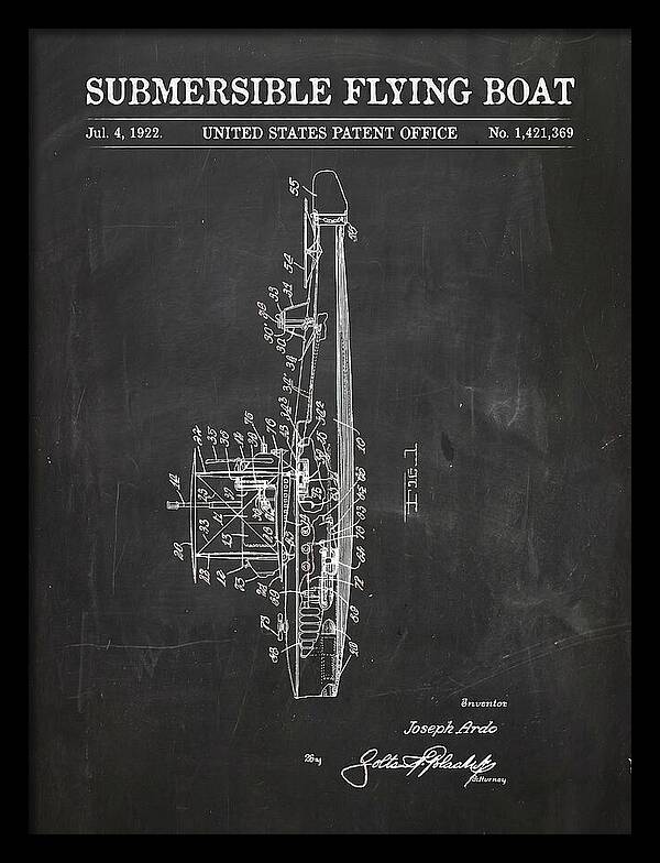 Submersible Flying Boat Chalkboard Patent Us1421369