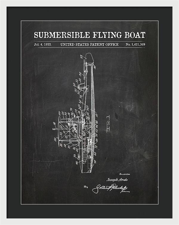 Submersible Flying Boat Chalkboard Patent Us1421369