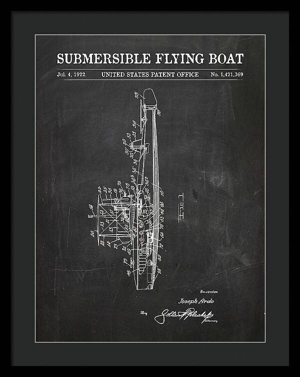 Submersible Flying Boat Chalkboard Patent Us1421369