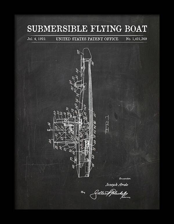 Submersible Flying Boat Chalkboard Patent Us1421369