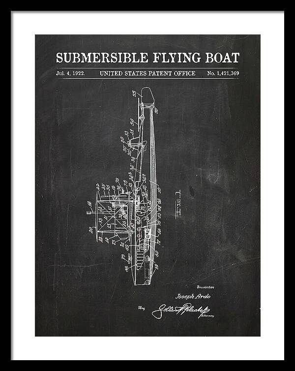 Submersible Flying Boat Chalkboard Patent Us1421369