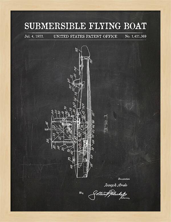 Submersible Flying Boat Chalkboard Patent Us1421369